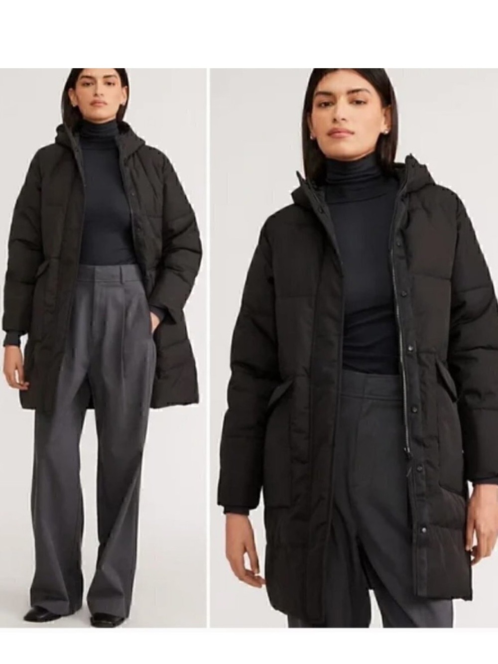 Everlane The ReNew Long Puffer Jacket in Black